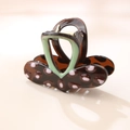 Amber leopard print hair claw clip with light pink polka dots and green accents - No Packaging / Pink and Green Polka Dot / 8cm