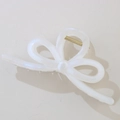Elegante pinza per capelli a fiocco bianco perlato con molla in metallo dorato - Confezione sfusa / Bianco Perla
