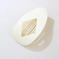 Creamy white oval resin hair clip with elegant diamond hollow grid design for women - Matte Cream White