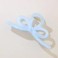 Pinza per capelli a fiocco azzurro in resina opaca con molla in metallo dorato - Confezione sfusa / Blu Perla