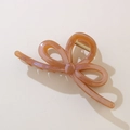 Elegante pinza per capelli a fiocco rosa corallo con glitter perlati e molla dorata - Marrone Perla