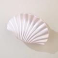 Pinza para el pelo de concha rosa perlado con textura de abanico para el verano - Embalaje Individual / Rosa Claro Perlado