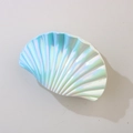 Pinza para el pelo de concha holográfica con acabado irisado y textura estriada - Empaque a granel / Azul y Amarillo Iridiscente AB
