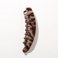 Matte tortoiseshell pattern banana hair clip with secure comb teeth for thick hair - Glossy White Leopard