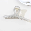 Minimalist light grey translucent cross hair claw clip with strong metal spring - Glossy Transparent Slate Gray / Bulk Packaging