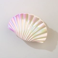 Scallop-shaped hair claw with iridescent pearlescent finish in soft pastel pink and green - AB Iridescent Yellow and Purple