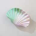 Iridescent seashell hair claw clip with pearl gradient finish in green and pink hues - AB Iridescent Pink and Green