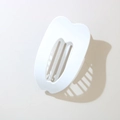 Flat oval white hair clip with grooved drainage design and strong grip for sleek styling - Glossy Pure White