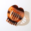 Pinza per capelli a cuore vuoto con classica fantasia a guscio di tartaruga ambra - Ambra a Righe Lucida