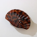 Elegant tortoiseshell scallop shell hair claw clip with glossy amber and dark brown patterns - Red Tortoiseshell