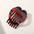 Elegante molletta per capelli a cuore cavo con finitura tartarugata marrone scuro - Rosso Vino Lucido