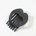 Fermaglio per capelli a cuore nero opaco con presa forte e design cavo - Nero opaco
