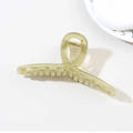 Translucent olive green 13cm hair claw clip with golden metal spring for women - Glossy Transparent Olive Green