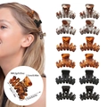 Set van 12 mini haarklemmen in schildpad en amber, afmeting 2,3x3x1,7 cm - 12-delige Set (OPP-zak) / Model A Gemengde Kleuren