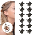 12er-Set schwarze Mini-Schmetterlings-Haarspangen für Damen mit Detailmaßen 2,5 cm - Vollglanz Schwarz / OPP-Beutel