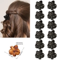 12er-Set kleine schwarze Blumen-Haarklammern für Pferdeschwänze, leichte 2cm Clips - OPP-Beutel / Stil E Glänzend Schwarz