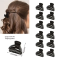 Set di 12 mini mollette nere lucide per capelli ideali per acconciature e sezioni - Confezione in busta / Nero Lucido