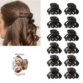 Set of 12 geometric octopus hair claws in matte black and glossy brown with dimensions - OPP Bag / Variant B (Matte Black + Glossy Black)