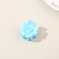 Light blue flower-shaped hair claw clip with a realistic rose petal resin design - Bulk Packaging / Blue