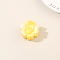 Elegant 4cm yellow rose flower hair claw clip with a pearlescent finish and shark clip design - Yellow