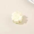 Elegant 4cm cream white rose flower hair claw clip with vintage resin floral design - Cream