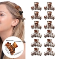 12-delige mini haarklemmen set in koffiekleuren met amber en schildpadpatroon decoratie - 12-delige Set (OPP-zak) / Stijl D (6 Mat Grijs Luipaard + 6 Glanzend Grijs Luipaard)