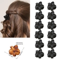 12er-Set Mini-Haarklammern in Blumenform, matt-schwarz für elegante Frisuren - OPP-Beutel / Stil H Mattschwarz