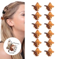 12-piece set of mini amber butterfly hair claw clips for bangs and styling - All Matte Yellow Leopard / OPP Bag