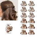 12-piece brown tortoise shell mini octopus hair clips for styling fine hair fringes - OPP Bag / Variant D (Matte Gray Leopard + Glossy Gray Leopard)