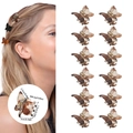 12-piece set of mini butterfly hair claw clips in macaron colors and amber resin finish - All Matte Gray Leopard / OPP Bag
