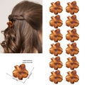 Set of 12 mini flower hair claws in translucent amber resin for stylish hair styling - OPP Bag / Style J Matte Yellow Leopard