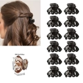 Set of 12 black mini octopus hair clips for styling with detailed size and weight specs - OPP Bag / Model E Full Glossy Black