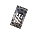 Flat gray leopard print rectangular hair clip with a stylish hollow-out design - Bulk/Loose Packaging / Matte White Leopard