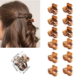 Set di 12 mini mollette per capelli a guscio di tartaruga con misure 2cm e peso 1,8g - Sacchetto OPP / Stile C (6 Leopardato Giallo Opaco + 6 Leopardato Giallo Lucido)