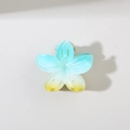 Blue and yellow gradient plumeria hair claw clip in translucent resin finish - Bulk Packaging / Gradient Blue Yellow