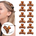 12pcs coffee and black mini hair claws set, plastic cross hair clips for women hair styling - 12 Pcs Set (OPP Bag) / Model F Full Glossy Yellow Leopard