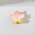 Compact 4.5cm plumeria hair claw clip with pink and yellow gradient flower design - Bulk Packaging / Red-Yellow Gradient
