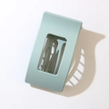 Large matte mint green rectangular cutout hair claw clip with seamless design - Bulk/Loose Packaging / Matte Bean Paste Green