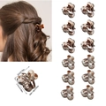 Set di 12 mini mollette per capelli a farfalla con motivo tartarugato vintage - Sacchetto OPP / Stile D (6 Leopardato Grigio Opaco + 6 Leopardato Grigio Lucido)