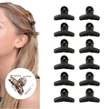 Set of 12 mini cross hair claw clips in black and tortoiseshell resin patterns - Matte Black (Style H)