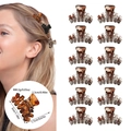 12-piece mini hair claw clip set in tortoiseshell and black resin finish for women - 12 Pcs Set (OPP Bag) / Model G Full Glossy Gray Leopard
