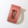 Minimalist matte dark coral oval duckbill hair clip with strong grip and flat rectangular frame - Bulk/Loose Packaging / Matte Orange Red