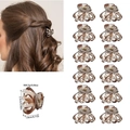 Mini macaron hair claw clips 12-piece set with coffee brown marble texture finish - OPP Bag / Model G Full Glossy Gray Leopard