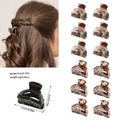 Mini 12-piece macaron hair claw clip set in black and tortoiseshell amber patterns - Bag Packaging / Semi-Circle Matte and Glossy Gray Leopard