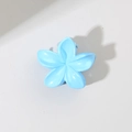 Matte light blue flower hair claw clip with 5-petal design for half-up hairstyles - Bulk Packaging / Blue