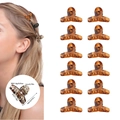 12-piece set of mini leopard print hair claws 3cm retro tortoiseshell hair clips - Matte Yellow Leopard (Style J)