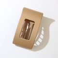 Minimalist matte khaki rectangular hollow hair claw clip with strong grip and spring - Bulk/Loose Packaging / Matte Dark Khaki