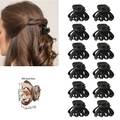 Black 12-piece mini claw clip set with dimensions 2.5cm and model styling view - OPP Bag / Model H Full Matte Black