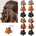 Set of 12 small flower hair claw clips in tortoise and amber resin finish for ponytails - OPP Bag / Style A Mixed Colors