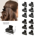Set of 12 mini French semicircle hair claws in glossy and matte black finish 2.5cm - Bag Packaging / Matte Black + Glossy Black